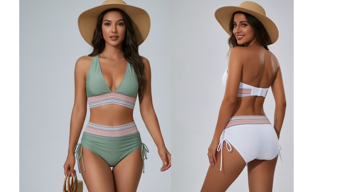 🌸¡Gran oferta de verano: 38% de descuento!👙Bikini de talle alto con espalda descubierta y control de abdomen.