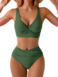 🔥¡Oferta exclusiva de temporada: 40% de descuento!💎Conjunto bikini de talle alto con detalle cruzado y diseño favorecedor.