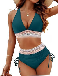 🌸¡Gran oferta de verano: 38% de descuento!👙Bikini de talle alto con espalda descubierta y control de abdomen.