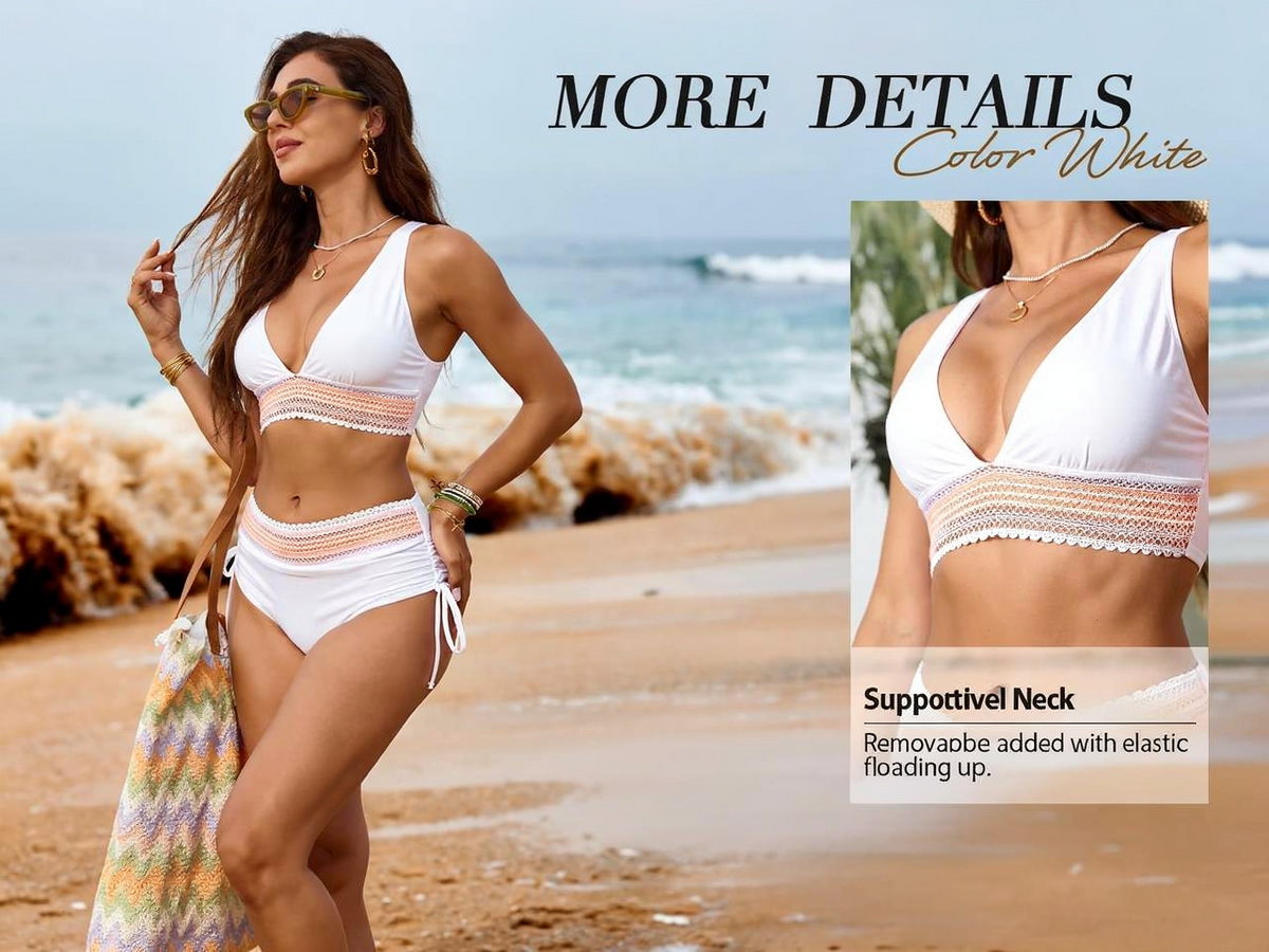 🌸¡Gran oferta de verano: 38% de descuento!👙Bikini de talle alto con espalda descubierta y control de abdomen.